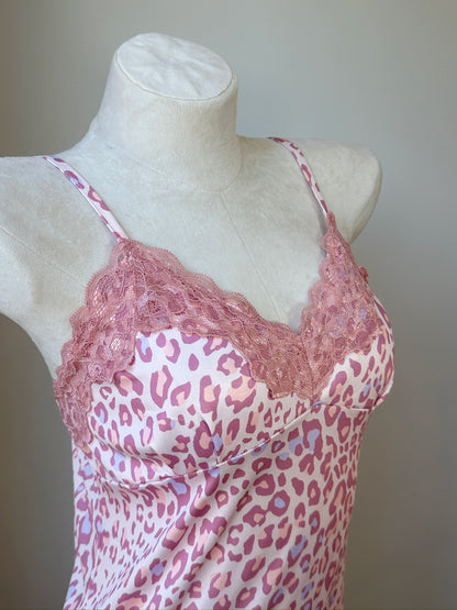 Lace-Trim Ice Silk – Blush Leopard