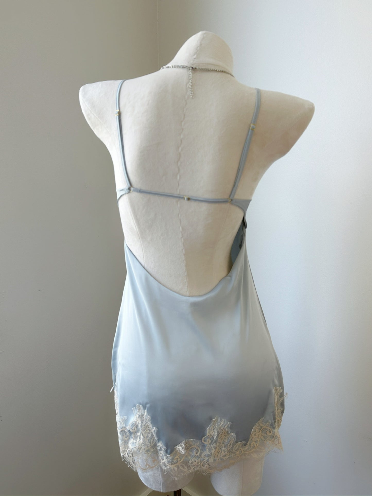 Structured Satin Nightdress – Aqua Kiss