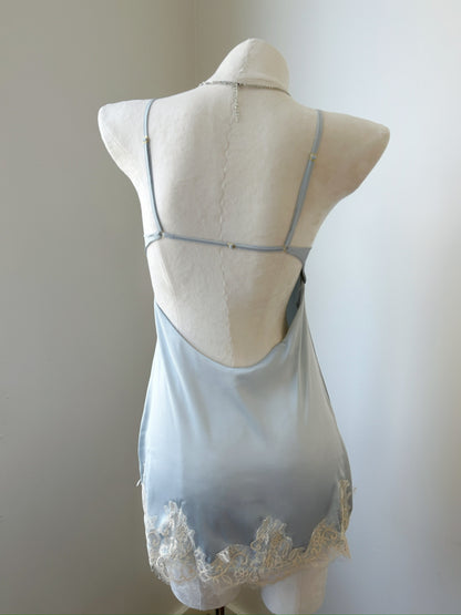 Structured Satin Nightdress – Aqua Kiss