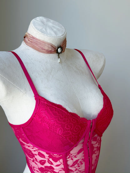 Lace Corset Bodysuit – Crimson Plum Whispers