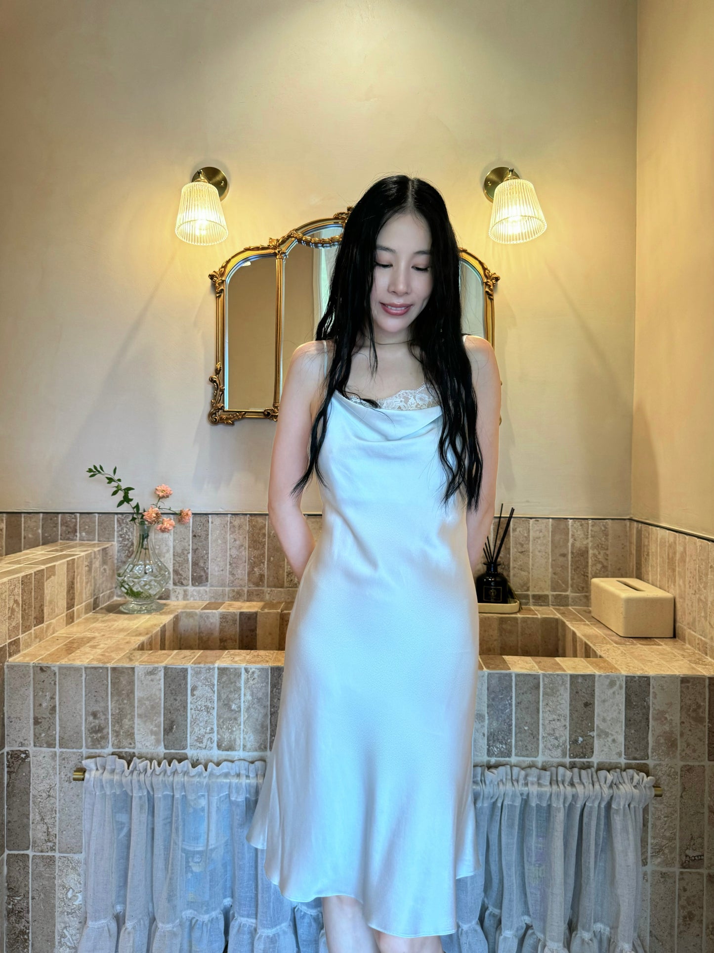 Mulberry Silk Slip Dress - Pearl Veil