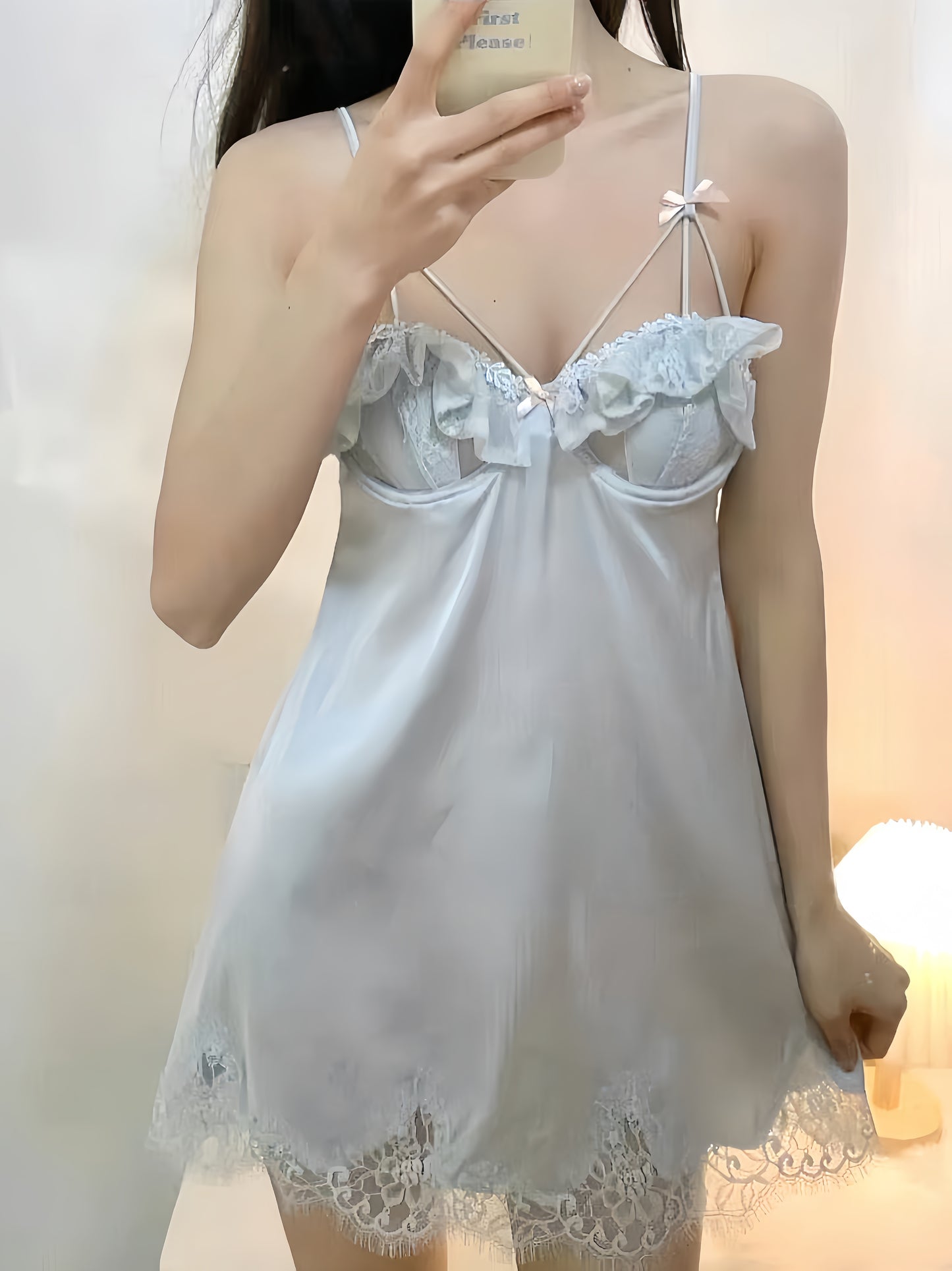 Structured Satin Nightdress – Aqua Kiss
