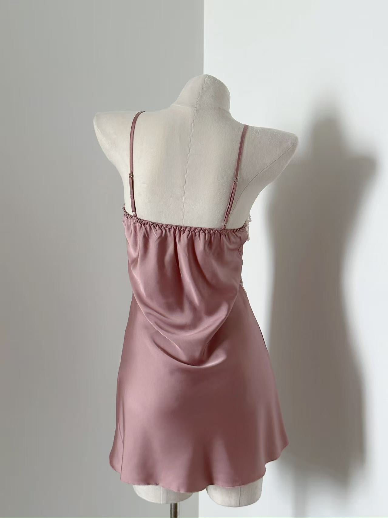 Lace Trim Satin Slip Nightdress – Regal Aura