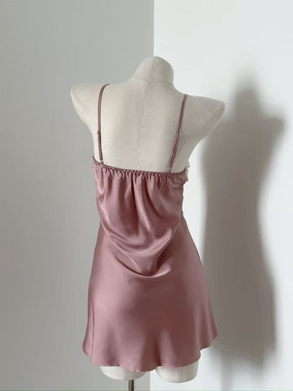 Lace Trim Satin Slip Nightdress – Regal Aura