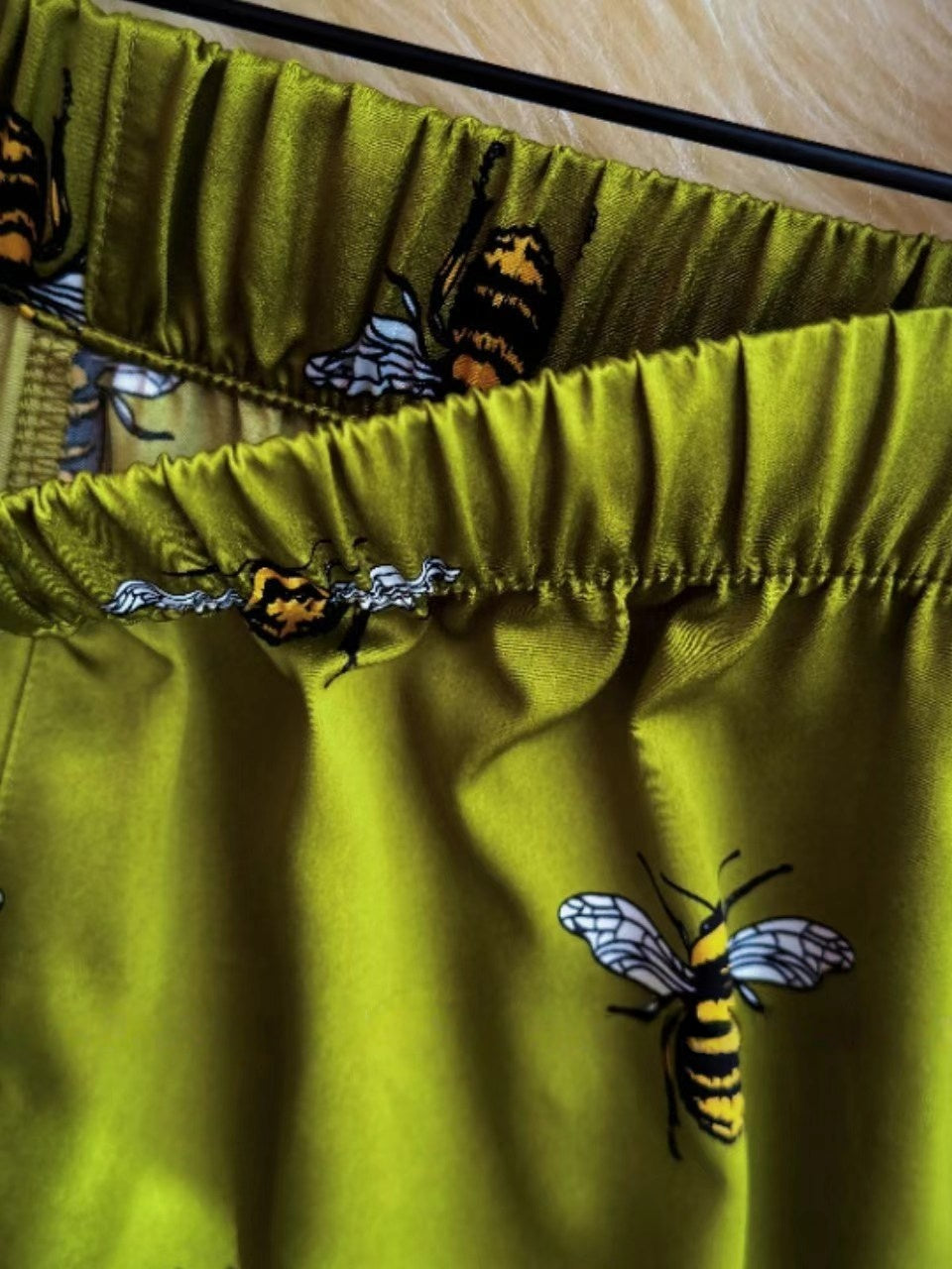 Satin Pyjama Set - Olive Honeybee