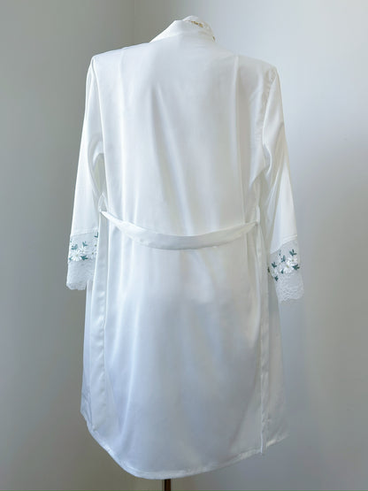 Satin Daisy Embroidery Slip Nightgown - Whispers of Daisy