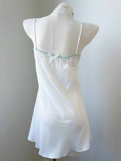 Satin Daisy Embroidery Slip Nightgown - Whispers of Daisy