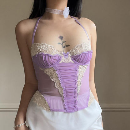 Lace Corset Bodysuit - Grape Soda