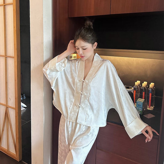 Satin Jacquard Pajama Set – Moonlight Veil