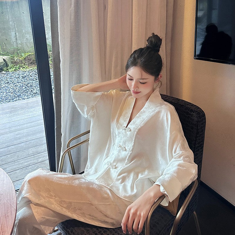 Satin Jacquard Pajama Set – Moonlight Veil