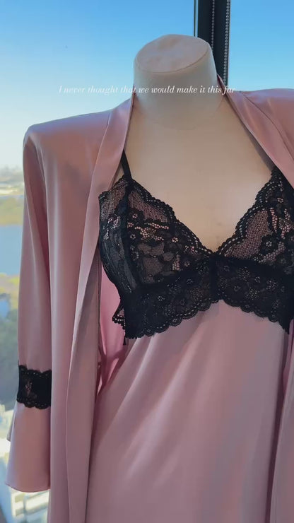 Satin Bra Dress Set - Tea Rose